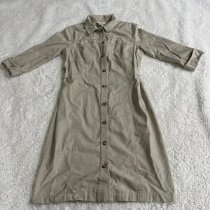 VTG Talbots Shirt Dress Long Sleeve Button Khaki 6 Work Business Teacher Office
